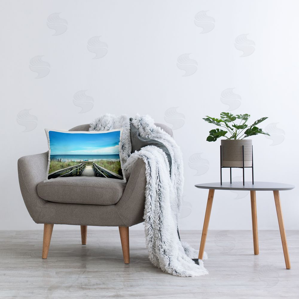 Kelly Donovan Summer Beach Boardwalk Printed Plush Polyester Throw Pillow On Chair