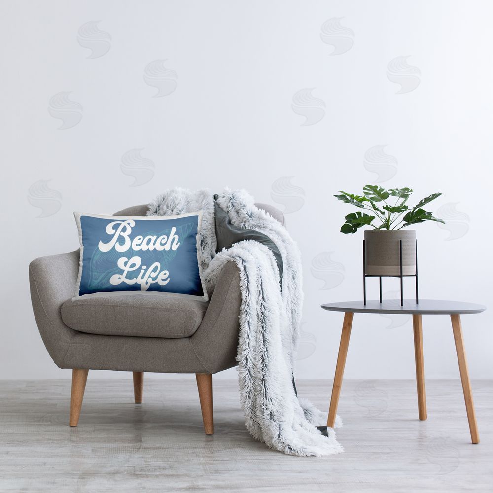 Stupell Studio Vintage Beach Life Conch Printed Plush Polyester Throw Pillow On Chair