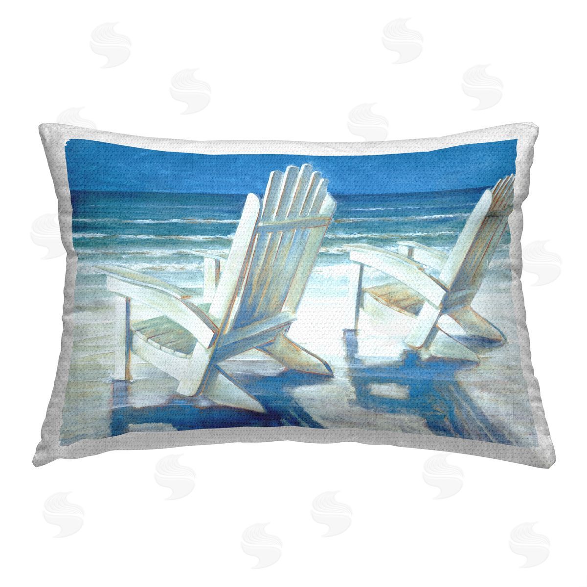 Cloverfield & Co. Beach Chairs on Shore Outdoor Quick-Dry Polyester Printed Throw Pillow