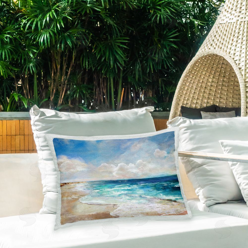 Carson Lyons Rolling Waves & Cloudy Sky Outdoor Quick-Dry Polyester Printed Throw Pillow in Back Yard