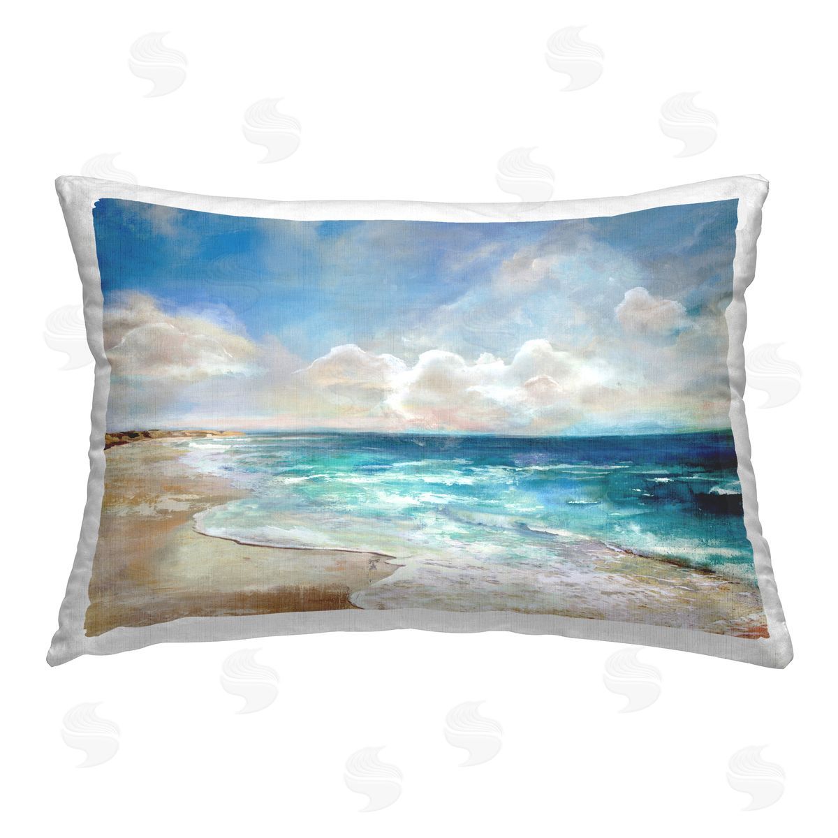 Carson Lyons Rolling Waves & Cloudy Sky Printed Plush Polyester Throw Pillow