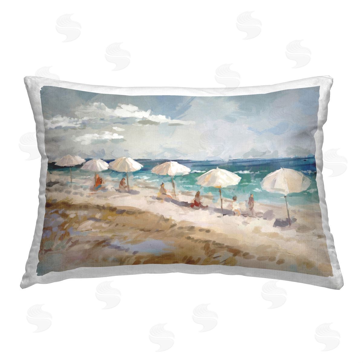 Ziwei Li Relaxing Beachgoers Abstraction Printed Plush Polyester Throw Pillow