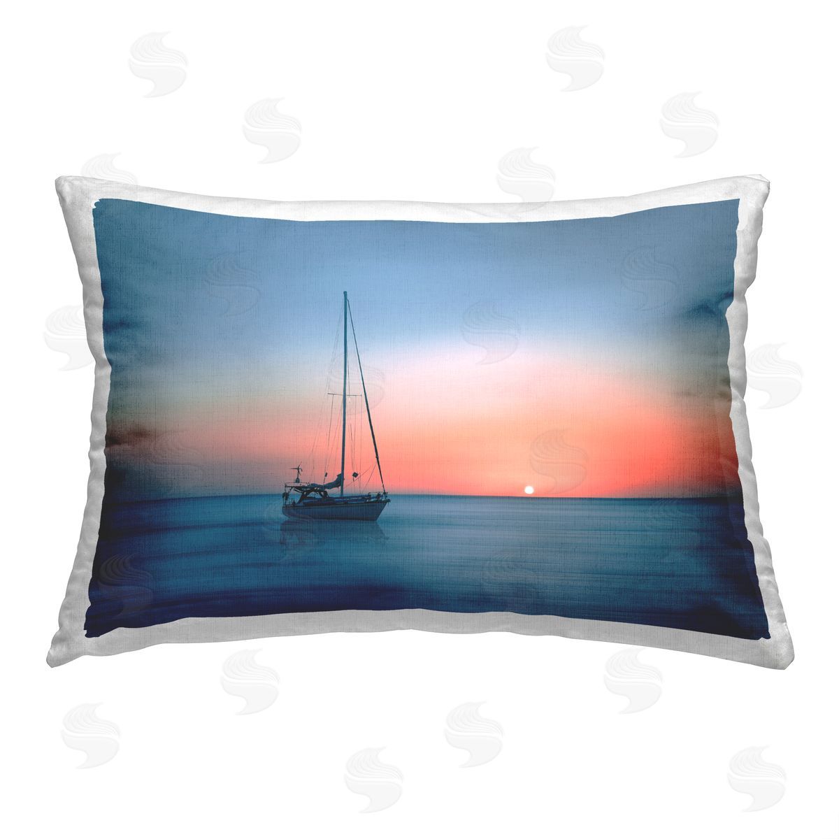 Renel Peters Boat at Sunset Seascape Printed Plush Polyester Throw Pillow