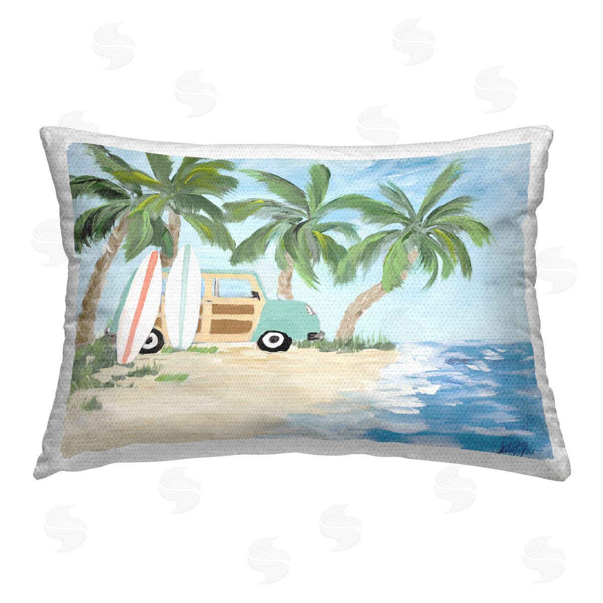 Julie DeRice Tropical Vacation on Shore Outdoor Quick-Dry Polyester Printed Throw Pillow