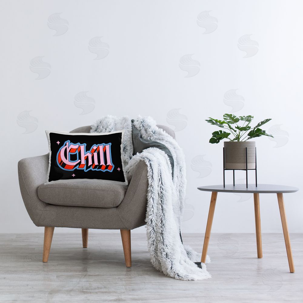 House of Lulu Modern Bold Chill Printed Plush Polyester Throw Pillow On Chair