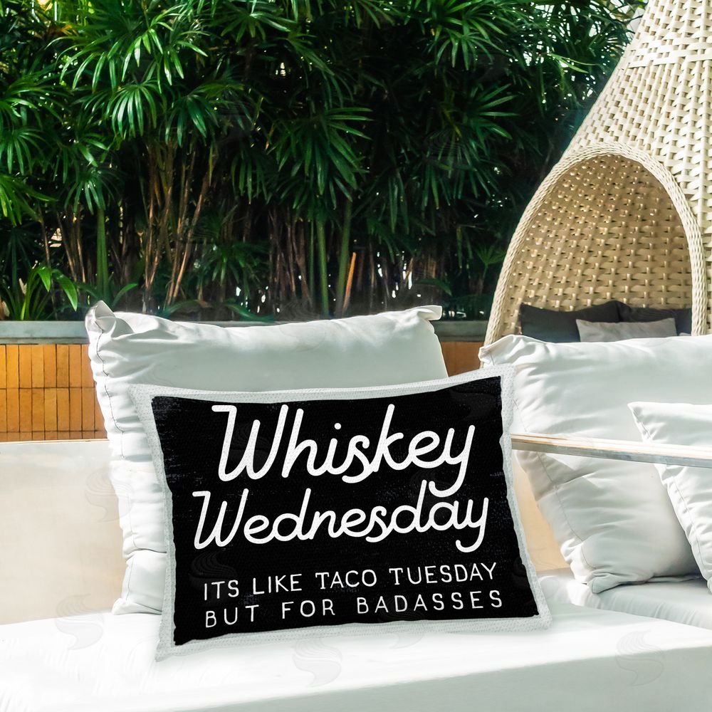 Stupell Studio Sassy Whiskey Wednesday Outdoor Quick-Dry Polyester Printed Throw Pillow in Back Yard