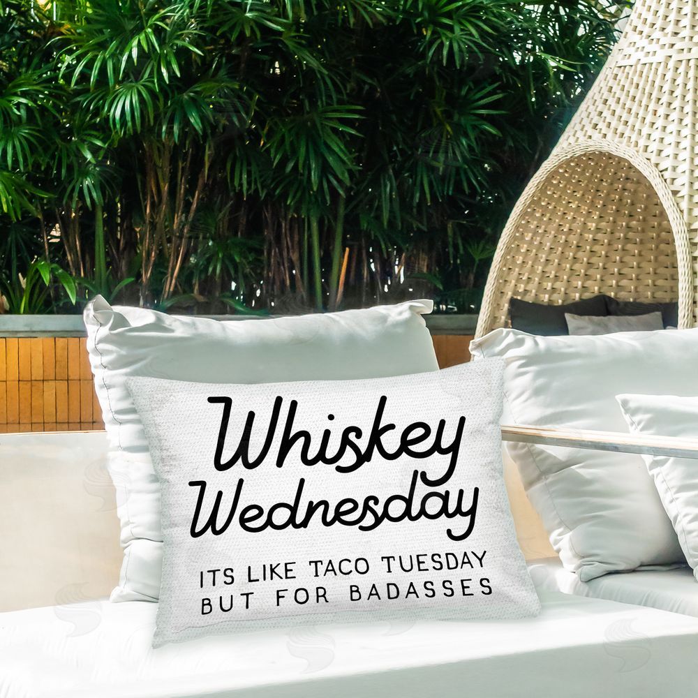 Stupell Studio Funny Whiskey Wednesday Outdoor Quick-Dry Polyester Printed Throw Pillow in Back Yard