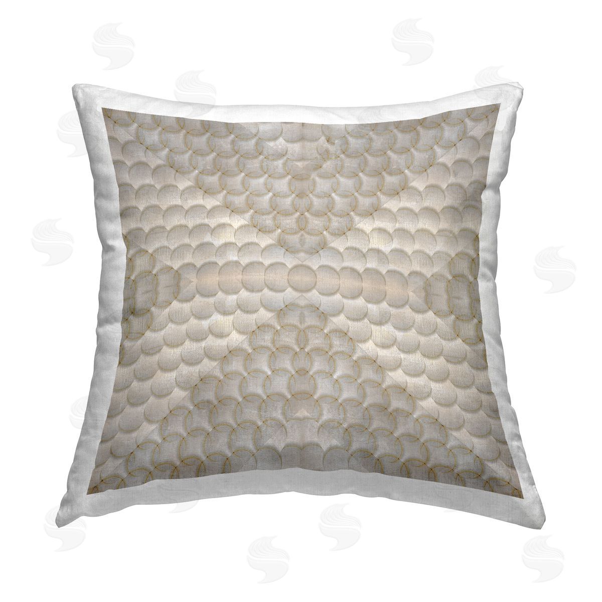 Nan Beige Layered Circles Printed Plush Polyester Throw Pillow