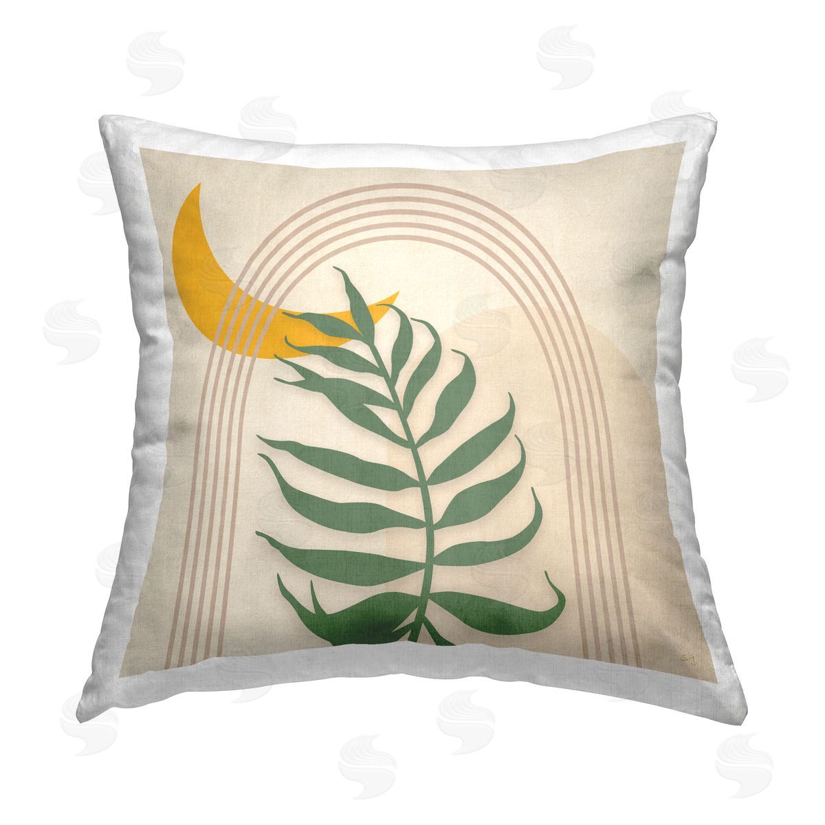Susan Jill Boho Fern & Moon Printed Plush Polyester Throw Pillow