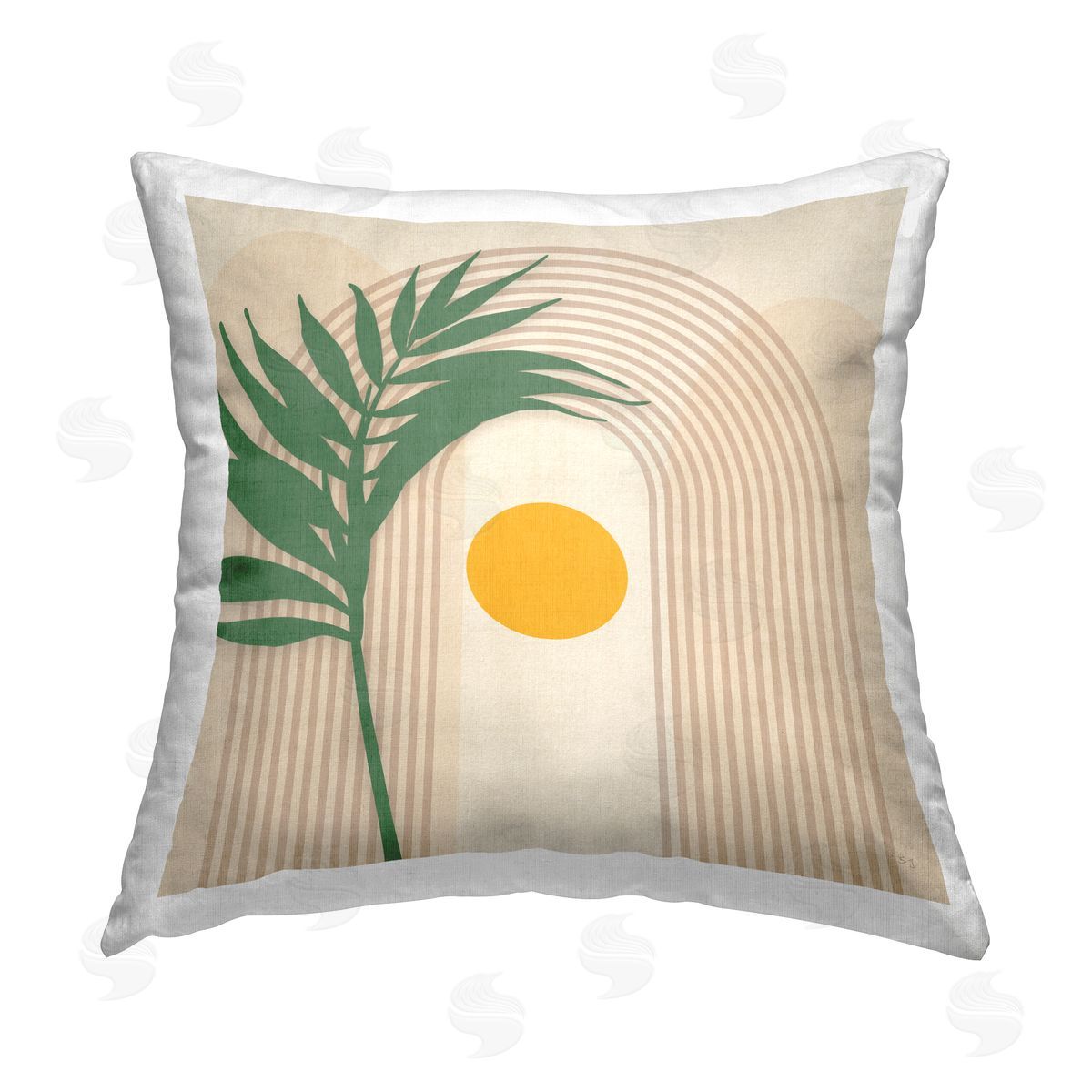 Susan Jill Palm & Moon Shapes Printed Plush Polyester Throw Pillow