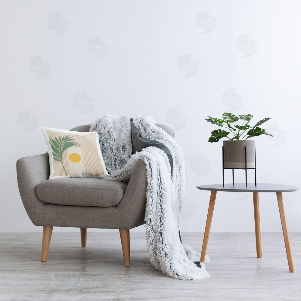 Susan Jill Palm & Moon Shapes Printed Plush Polyester Throw Pillow On Chair