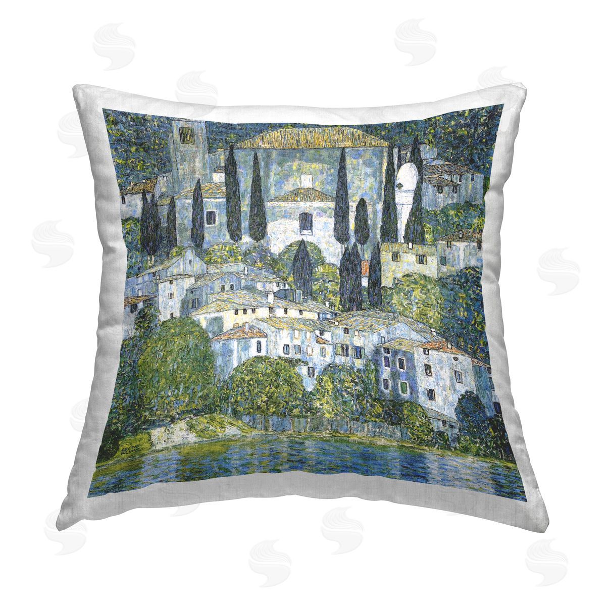 Gustav Klimt Classic Architecture Scenery Printed Plush Polyester Throw Pillow