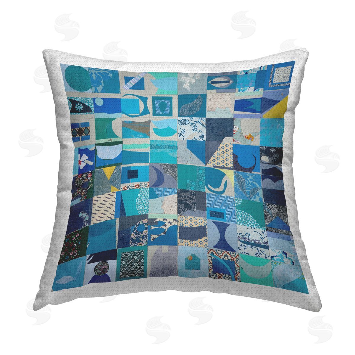 Pamela Fingado Geometric Patchwork Abstraction Outdoor Quick-Dry Polyester Printed Throw Pillow
