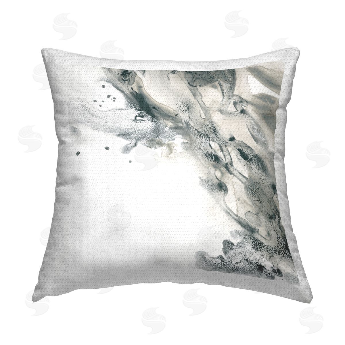 June Erica Vess Fluid Grey Abstraction Outdoor Quick-Dry Polyester Printed Throw Pillow