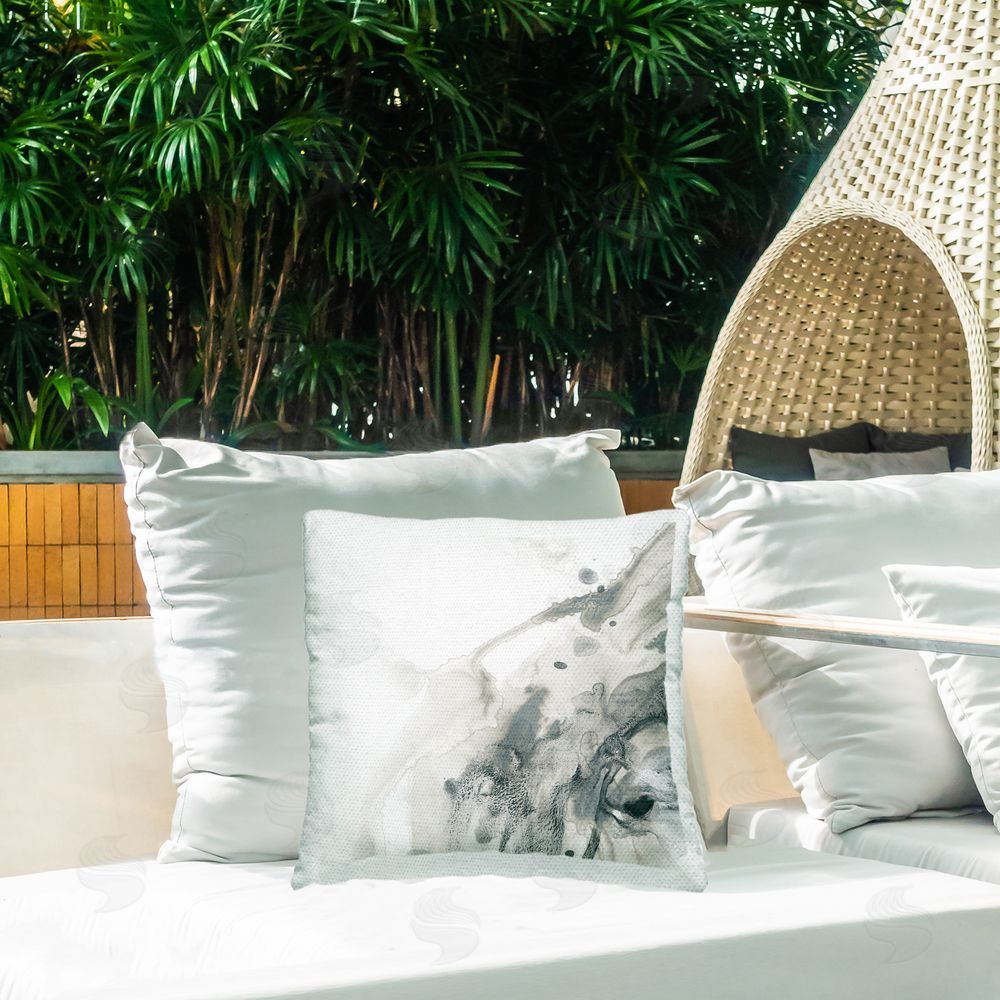 June Erica Vess Flowing Modern Liquid Outdoor Quick-Dry Polyester Printed Throw Pillow in Back Yard