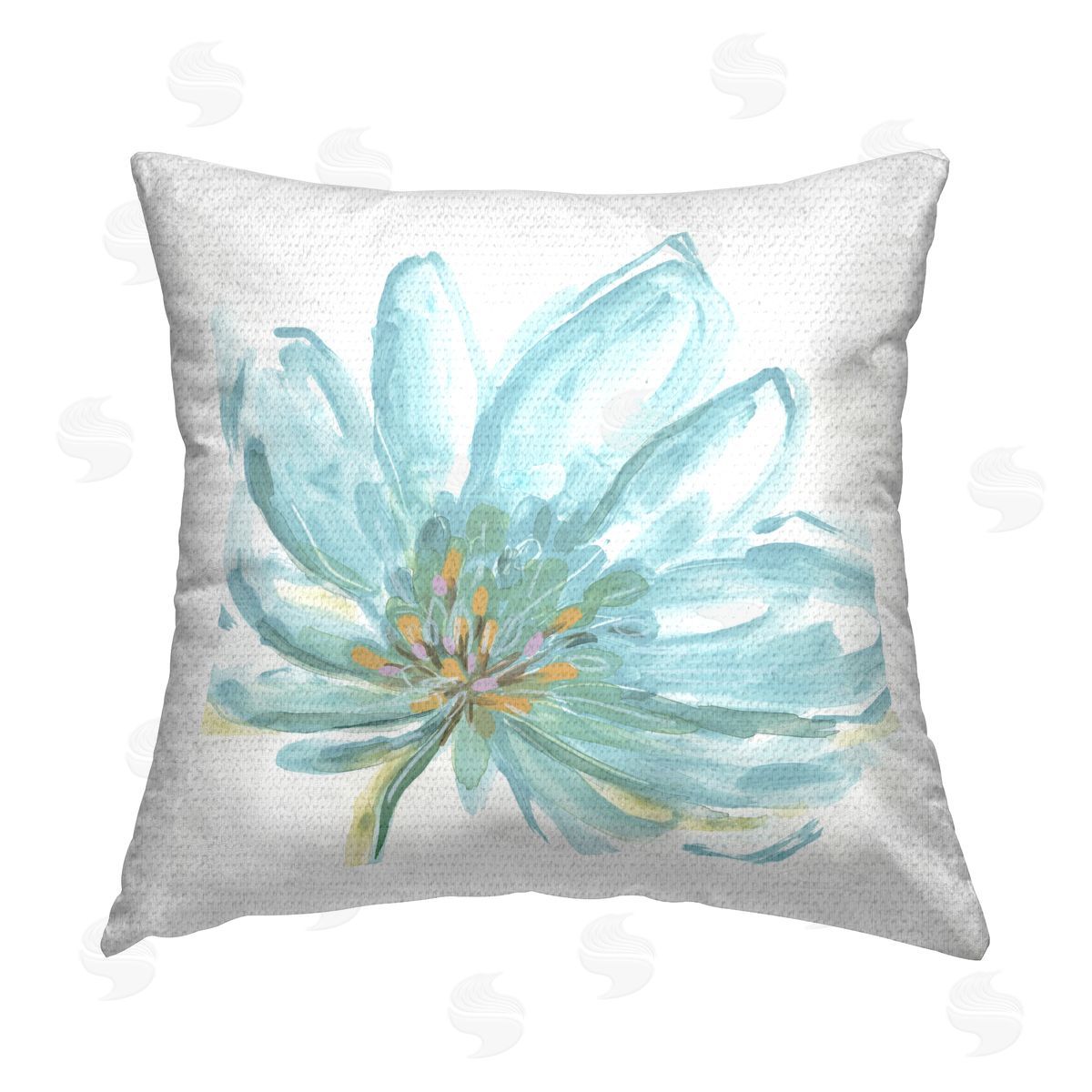 June Erica Vess Blue Modern Petals Outdoor Quick-Dry Polyester Printed Throw Pillow