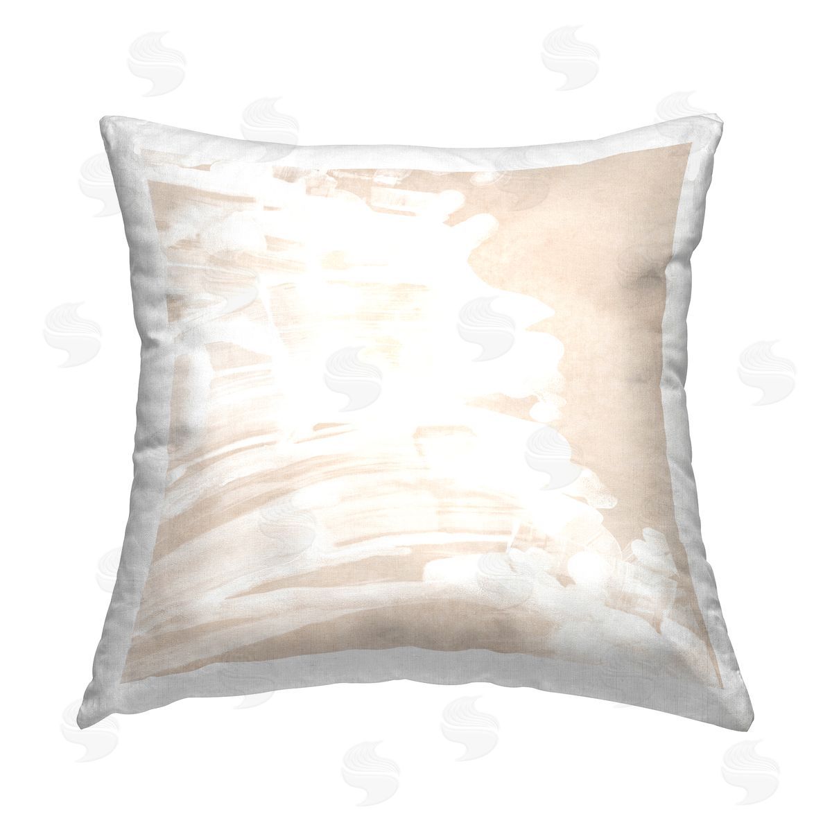 June Erica Vess Subtle Beige Fluidity Printed Plush Polyester Throw Pillow