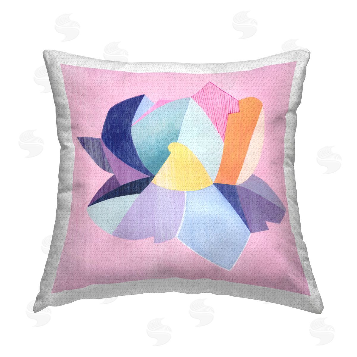 Grace Popp Geometric Flower on Pink Outdoor Quick-Dry Polyester Printed Throw Pillow