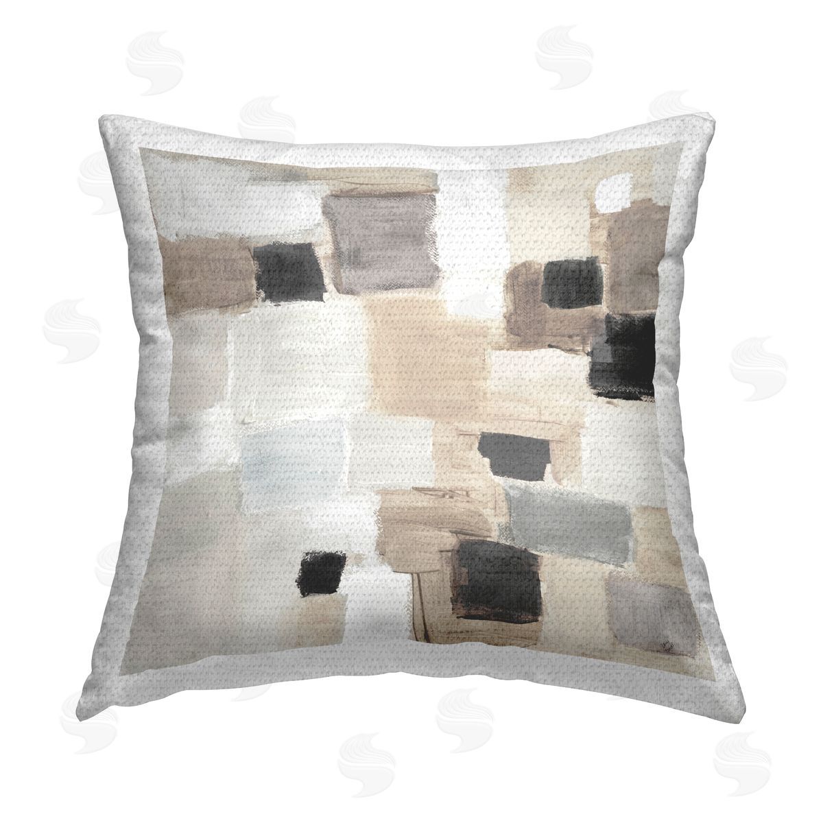 Lanie Loreth Beige Asymmetrical Squares Outdoor Quick-Dry Polyester Printed Throw Pillow
