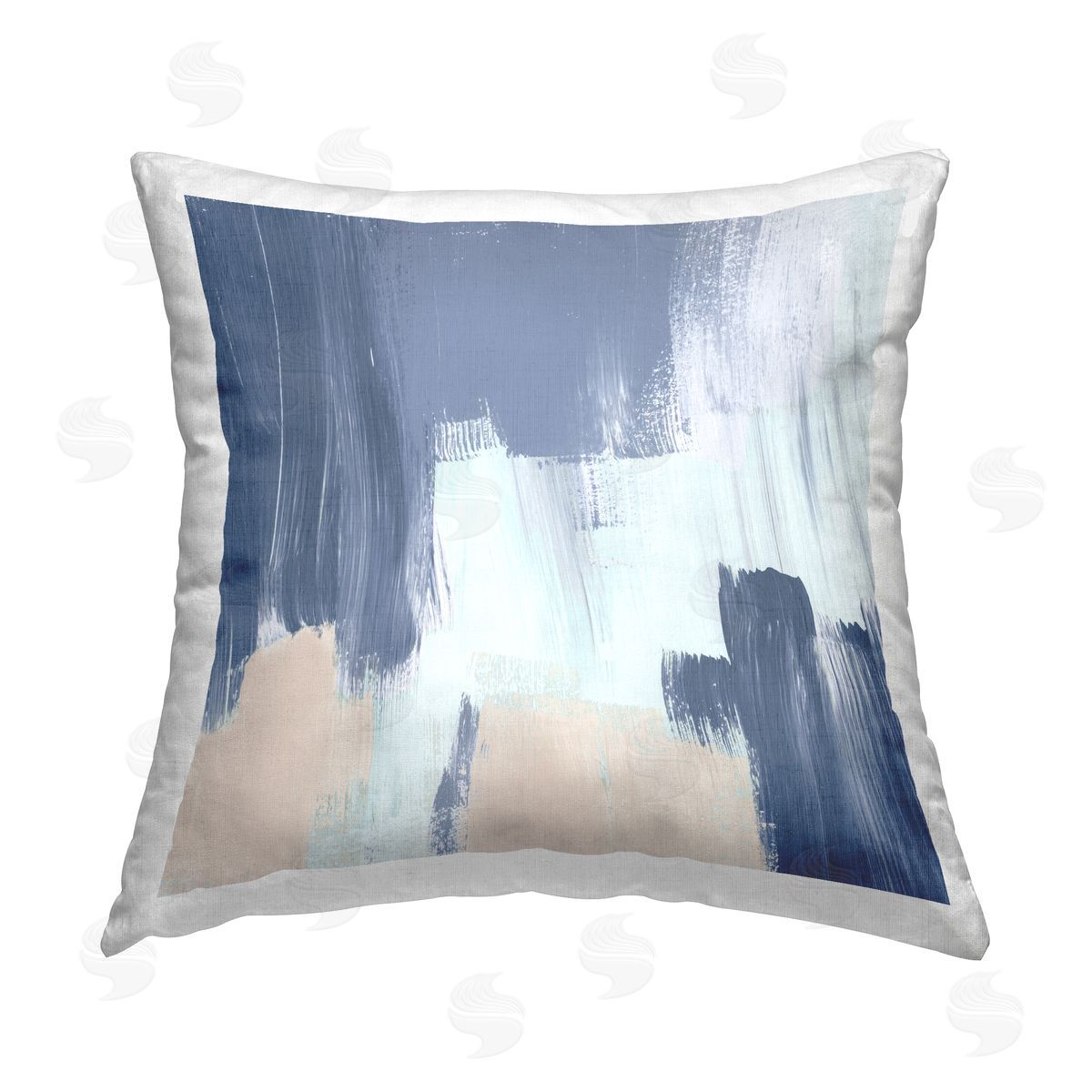 Lucille Price Blue & Tan Abstraction Printed Plush Polyester Throw Pillow