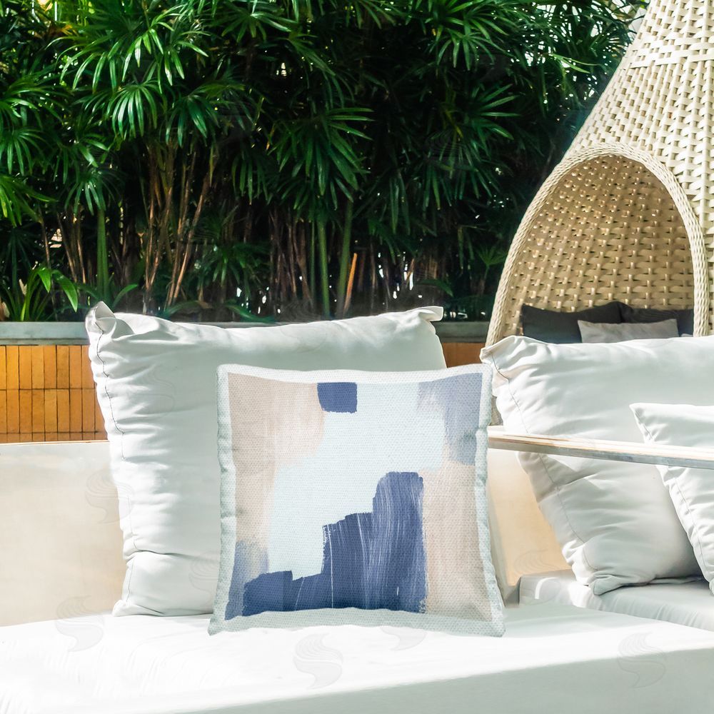 Lucille Price Abstract with Brush Strokes Outdoor Quick-Dry Polyester Printed Throw Pillow in Back Yard