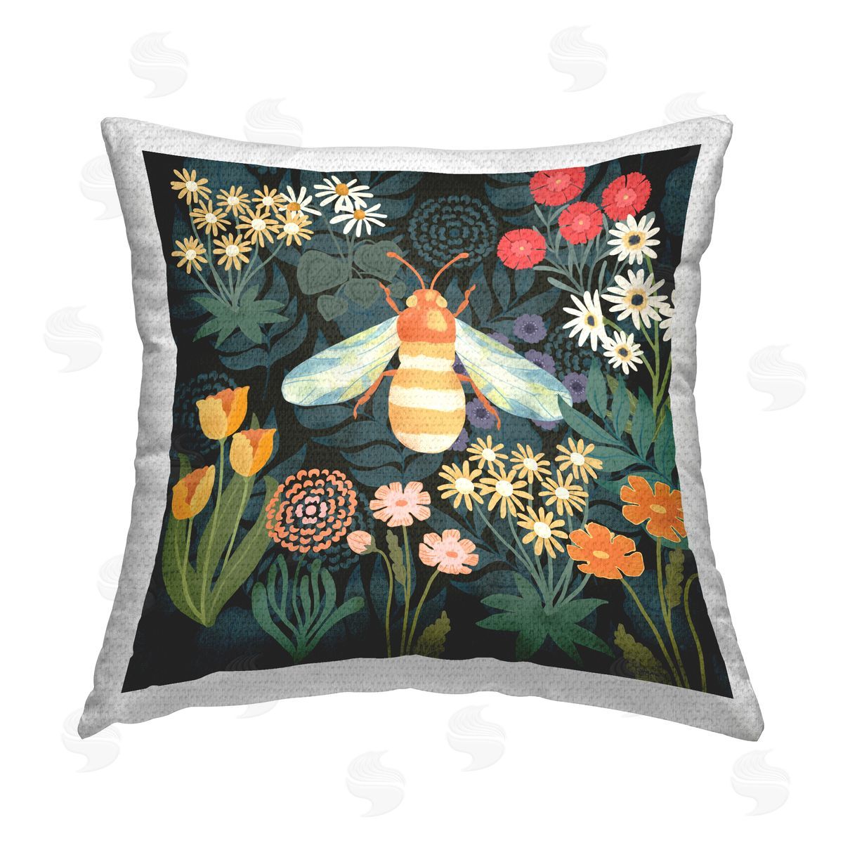Jennifer Brinley rep. Levison Designs Patterned Bee in Garden Outdoor Quick-Dry Polyester Printed Throw Pillow