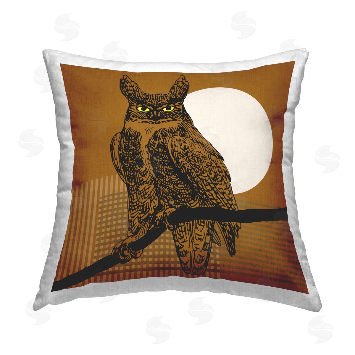 Regina Moore Owl on Brown Pattern Printed Plush Polyester Throw Pillow
