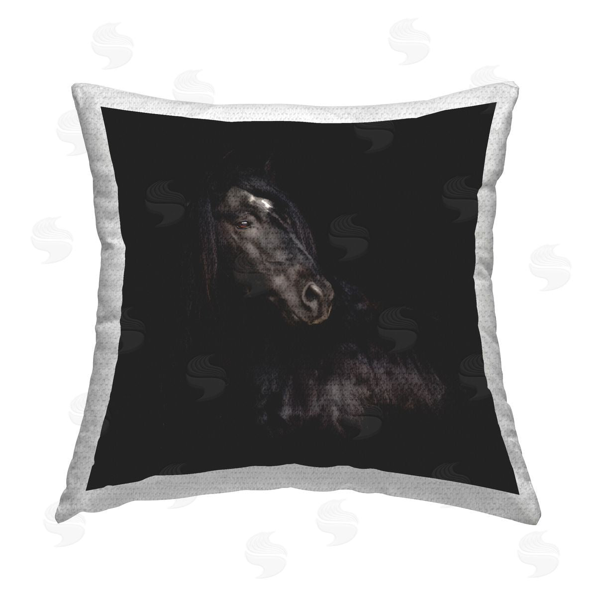 PH Burchett Dark Stallion Peering Outdoor Quick-Dry Polyester Printed Throw Pillow