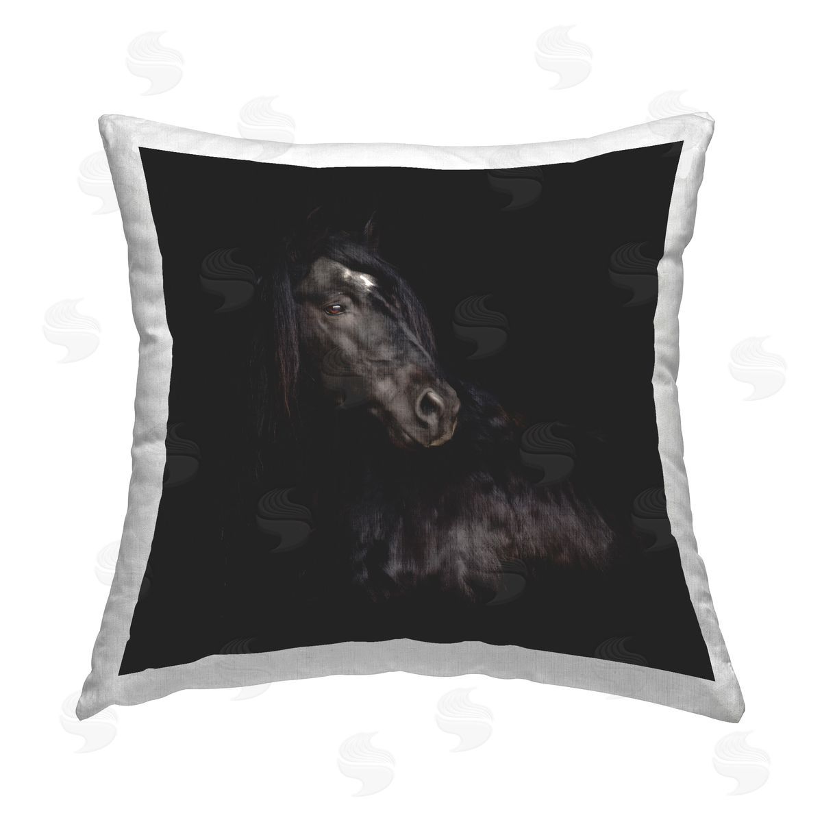 PH Burchett Dark Stallion Peering Printed Plush Polyester Throw Pillow