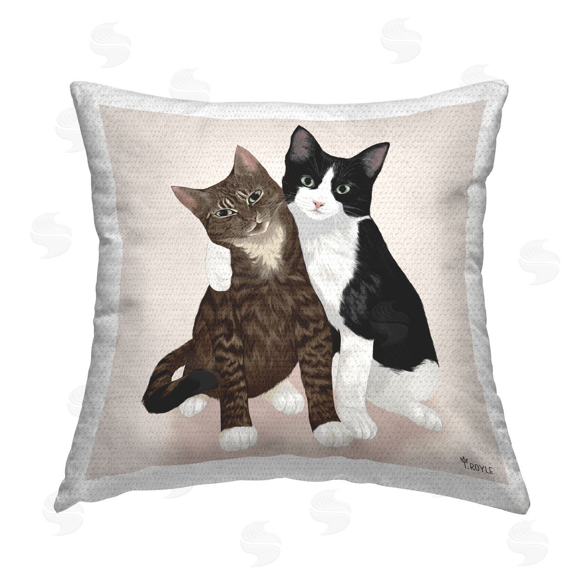 Tara Royle Hugging Cat Friends Outdoor Quick-Dry Polyester Printed Throw Pillow