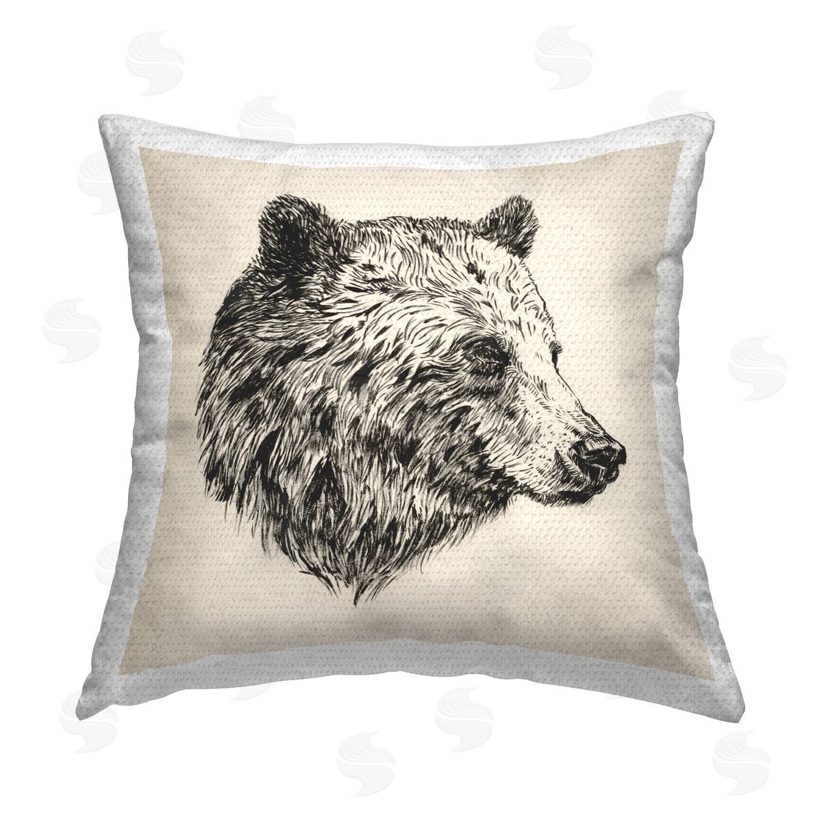 Victoria Barnes Detailed Bear Portrait Outdoor Quick-Dry Polyester Printed Throw Pillow