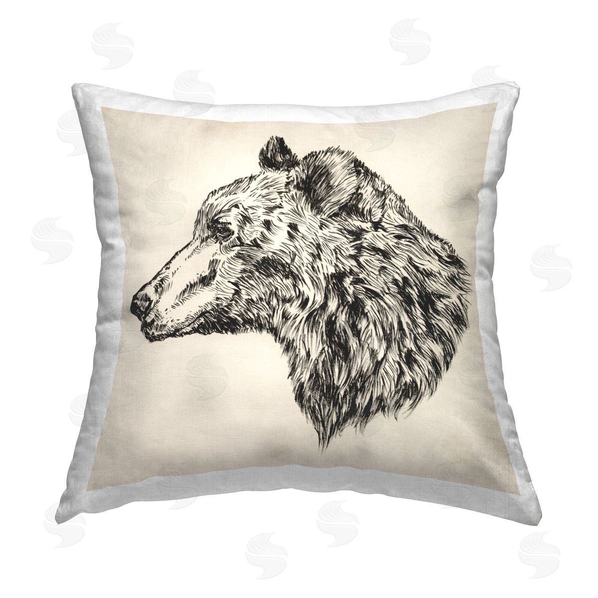 Victoria Barnes Bear Facing Left Printed Plush Polyester Throw Pillow