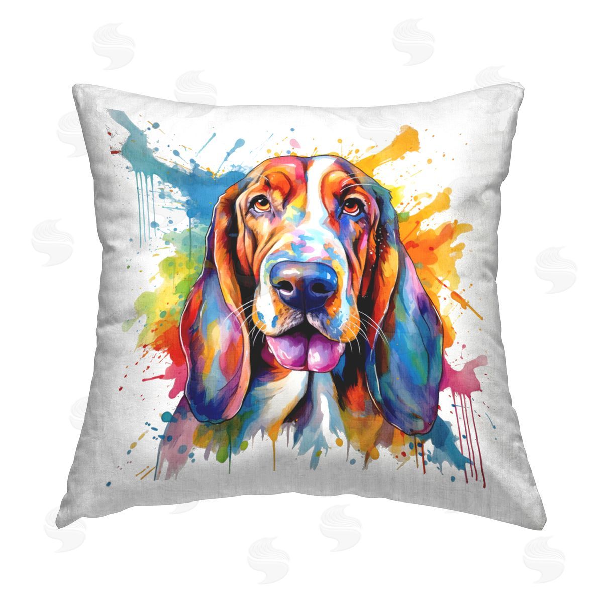 MB Cunningham Hound Dog with Splash Printed Plush Polyester Throw Pillow