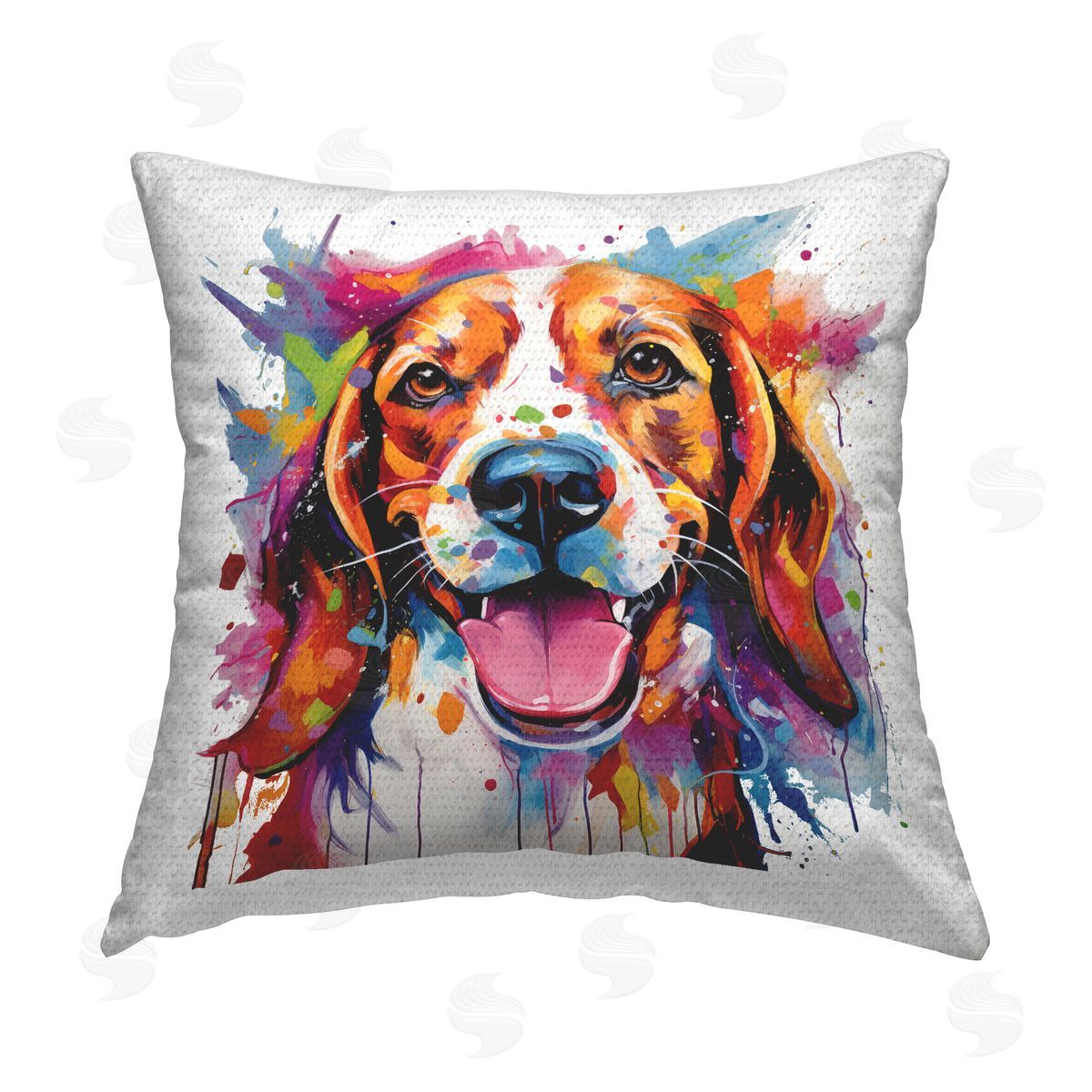 MB Cunningham Beagle with Modern Splash Outdoor Quick-Dry Polyester Printed Throw Pillow