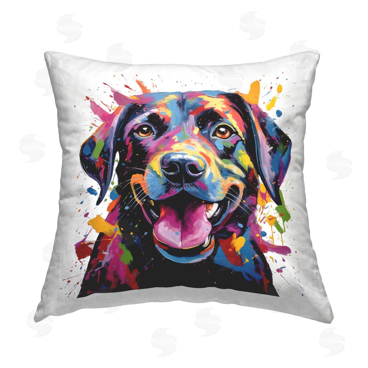 MB Cunningham Modern Paint Splash Dog Printed Plush Polyester Throw Pillow