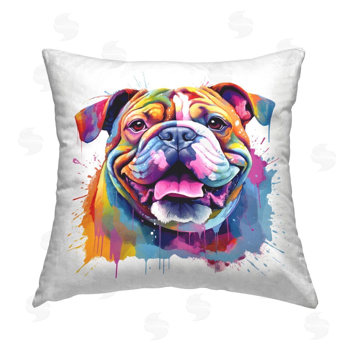 MB Cunningham Abstract Splash Bulldog Printed Plush Polyester Throw Pillow
