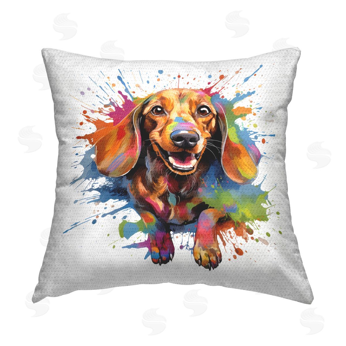 MB Cunningham Happy Dog with Splatter Outdoor Quick-Dry Polyester Printed Throw Pillow