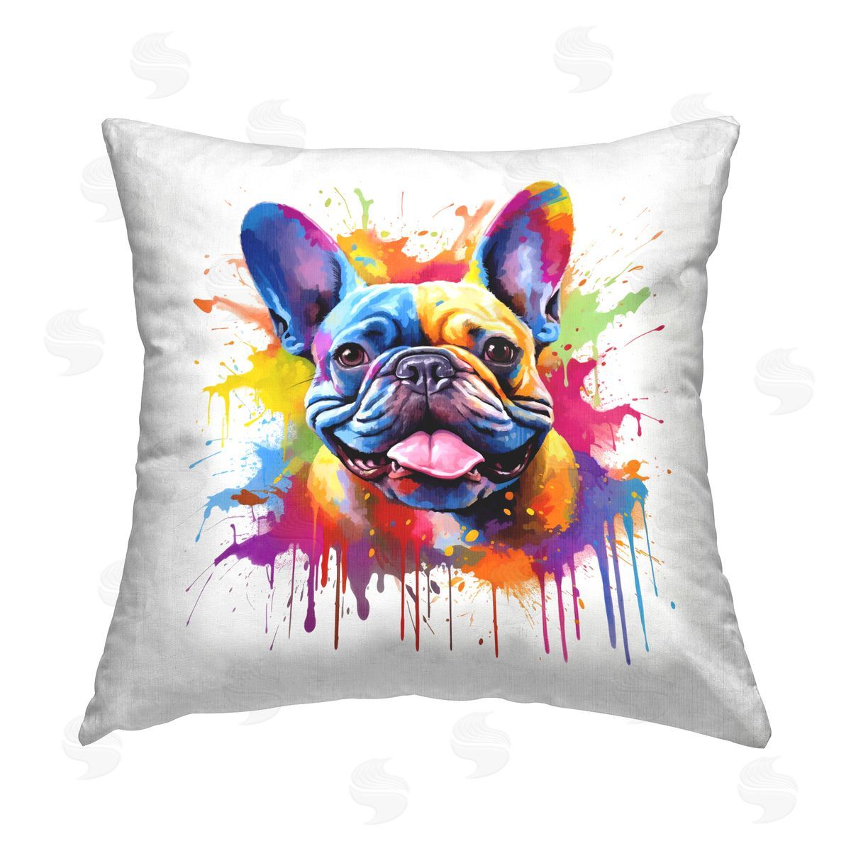 MB Cunningham French Bulldog Abstraction Printed Plush Polyester Throw Pillow