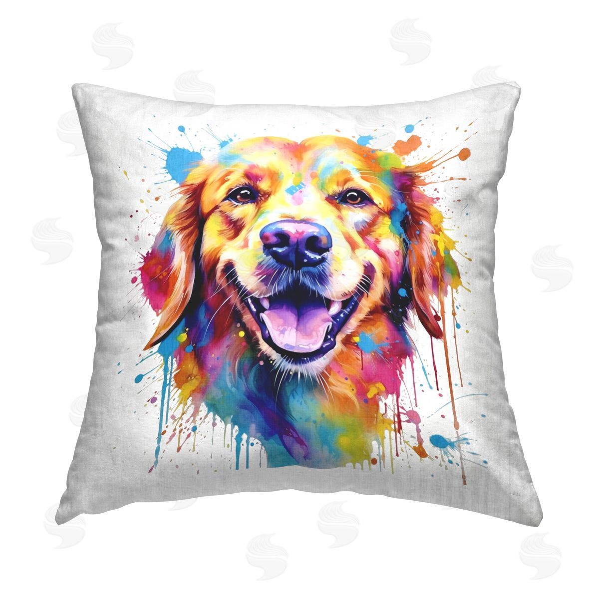MB Cunningham Golden Retriever Splash Printed Plush Polyester Throw Pillow