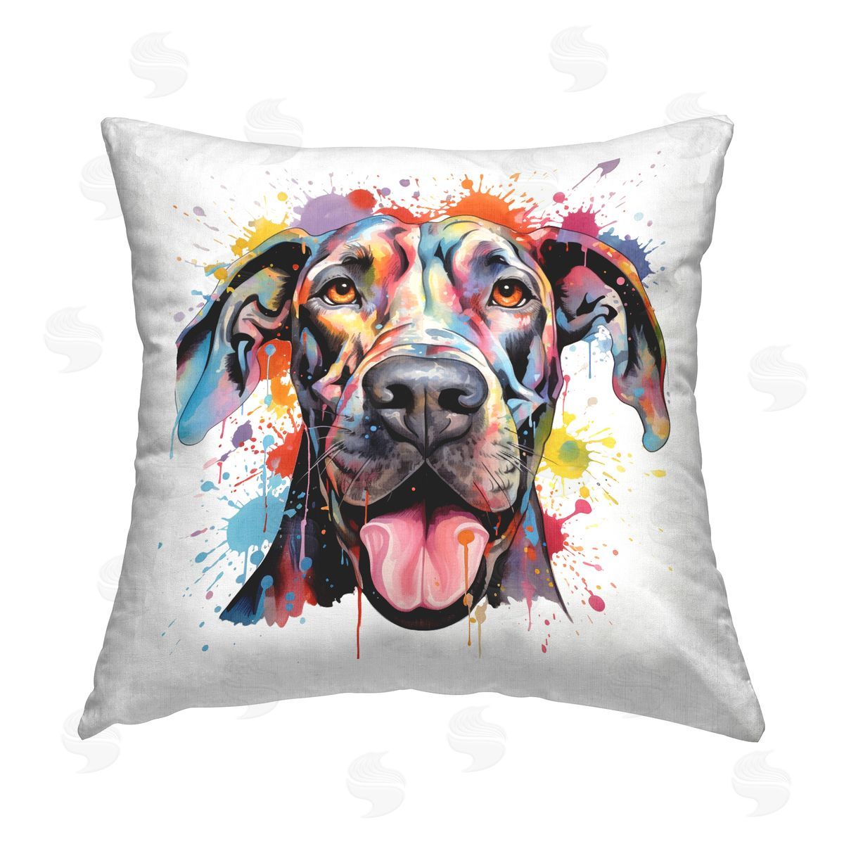 MB Cunningham Modern Hued Great Dane Printed Plush Polyester Throw Pillow