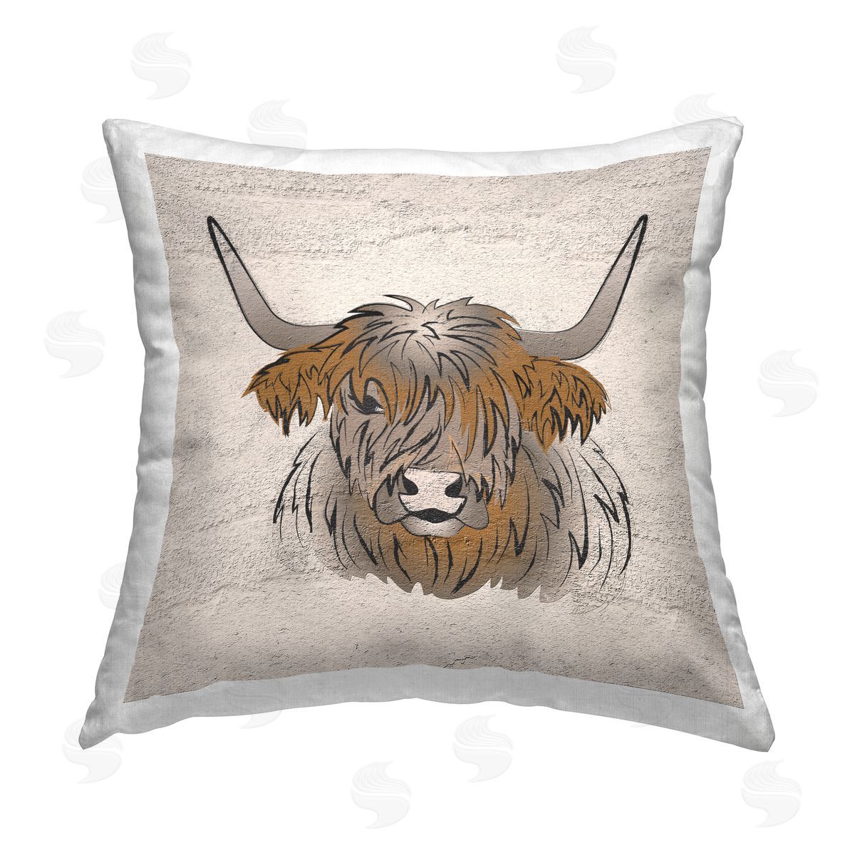 Martina Pavlova Minimal Highland Cattle Printed Plush Polyester Throw Pillow