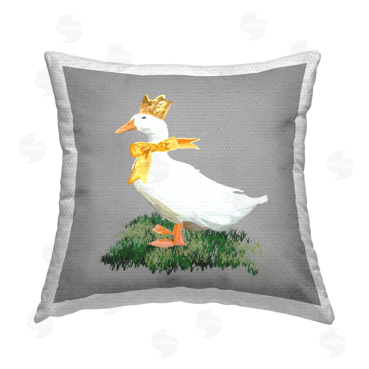 Amelia Noyes Duck with Crown & Bow Outdoor Quick-Dry Polyester Printed Throw Pillow