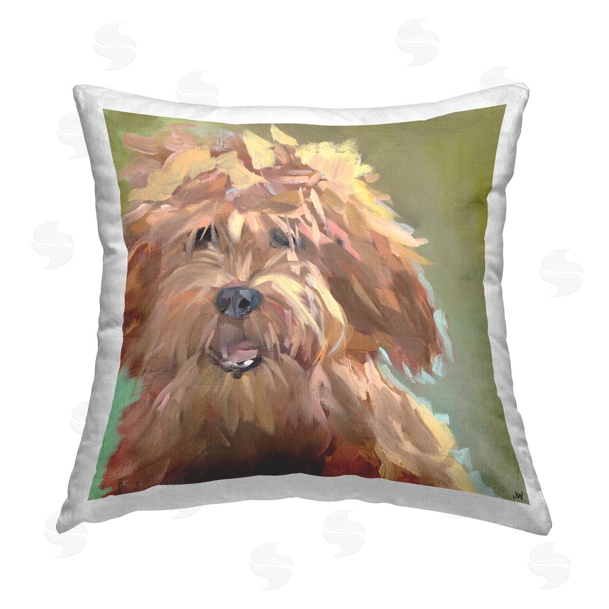 Jenny Westenhofer Abstract Golden Doodle Printed Plush Polyester Throw Pillow