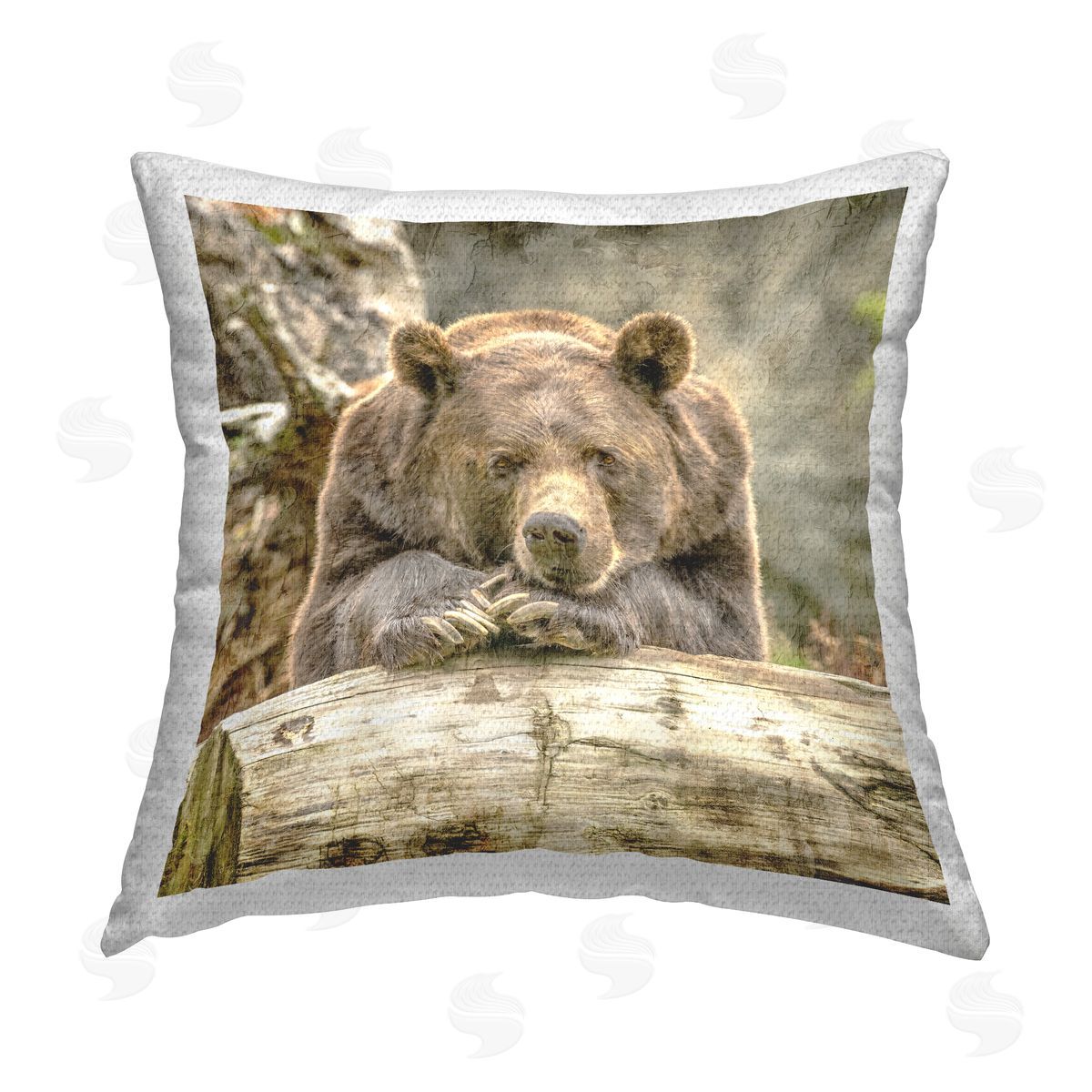 Kim Allen Bear Resting in Forest Outdoor Quick-Dry Polyester Printed Throw Pillow