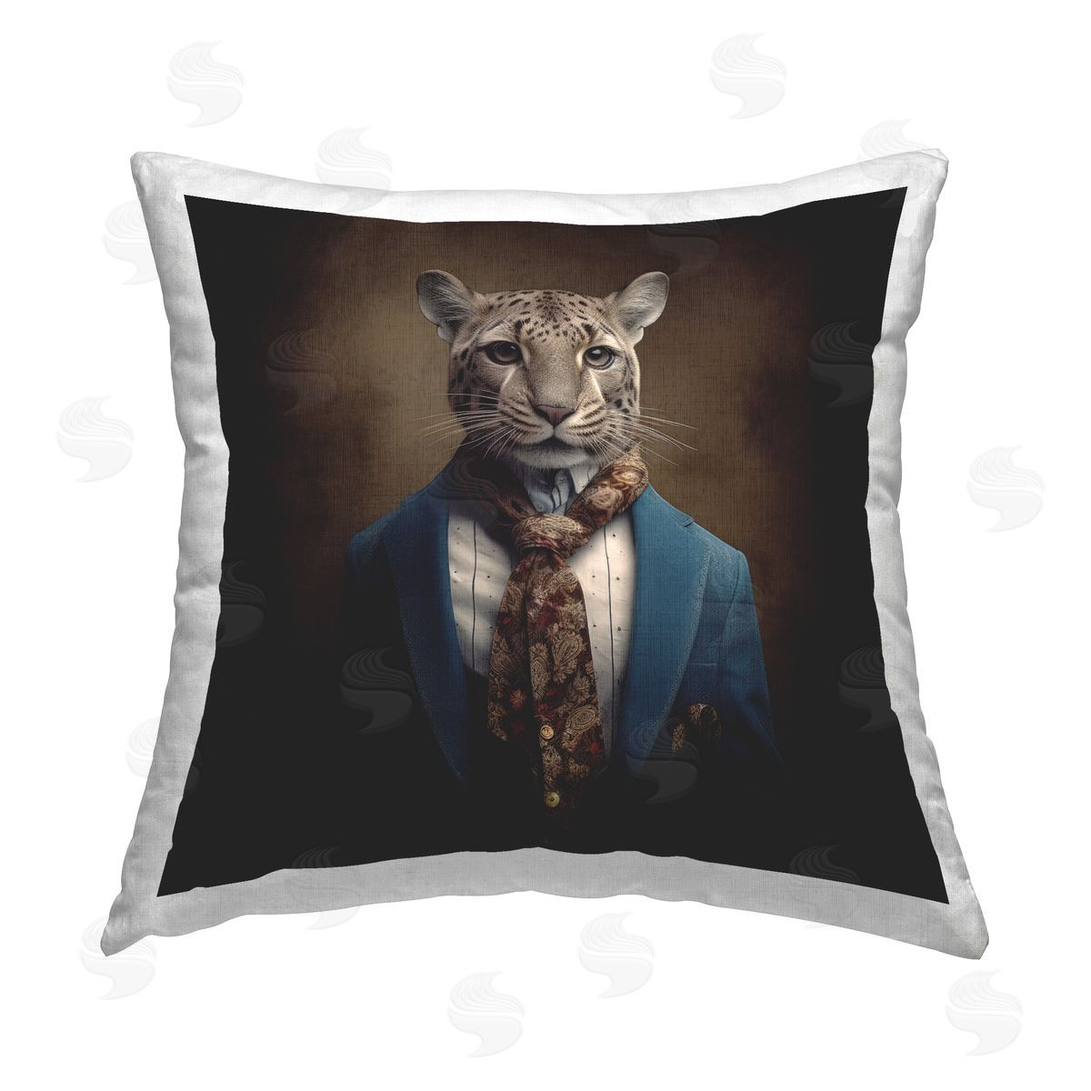 Lazar Studio Leopard Wearing Suit Printed Plush Polyester Throw Pillow