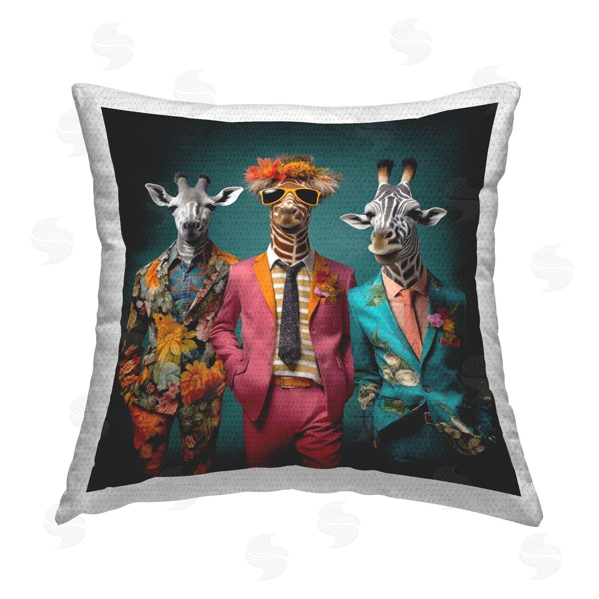 Lazar Studio Giraffes in Fun Suits Outdoor Quick-Dry Polyester Printed Throw Pillow