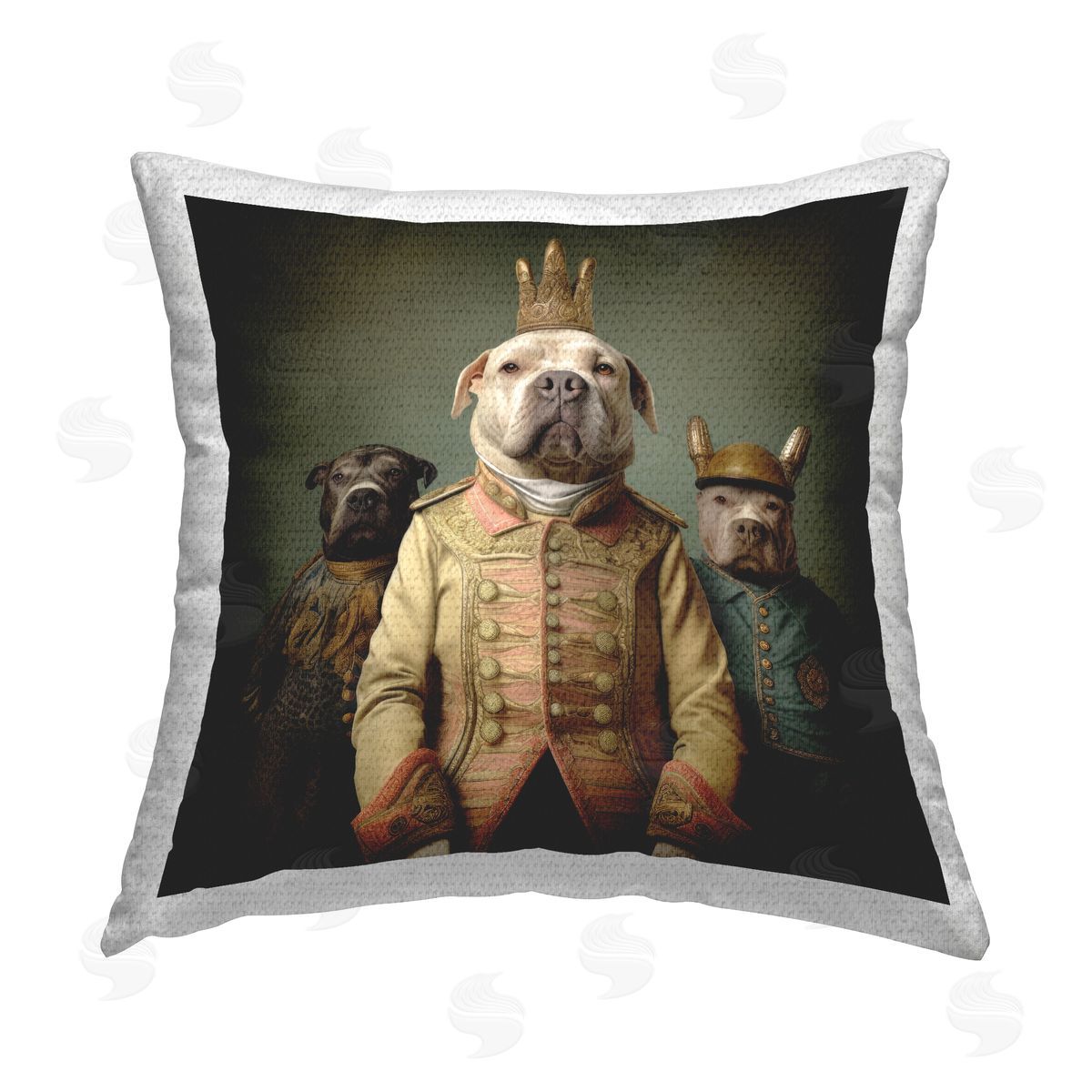 Lazar Studio Pit Bulls in Military Uniform Outdoor Quick-Dry Polyester Printed Throw Pillow