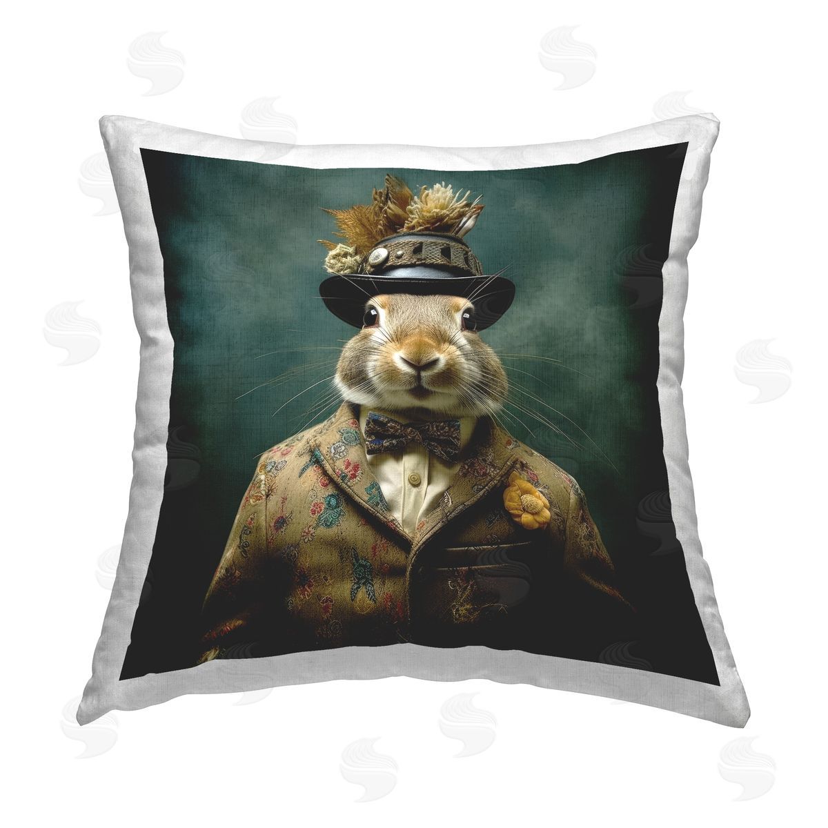Lazar Studio Hare in Victorian Suit Printed Plush Polyester Throw Pillow