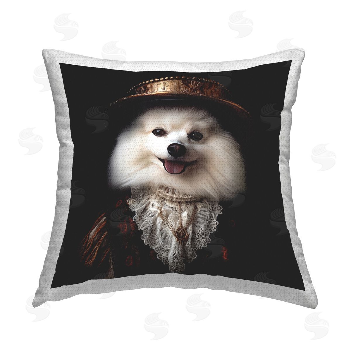 Lazar Studio Victorian Pomeranian Fashion Outdoor Quick-Dry Polyester Printed Throw Pillow
