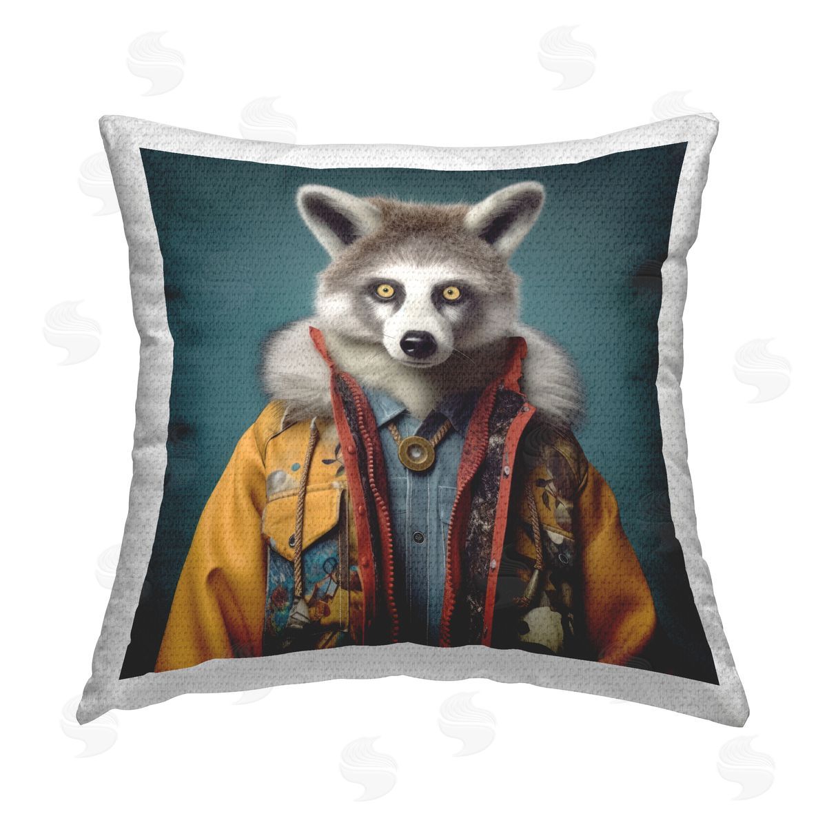 Lazar Studio Raccoon in Stylish Coat Outdoor Quick-Dry Polyester Printed Throw Pillow